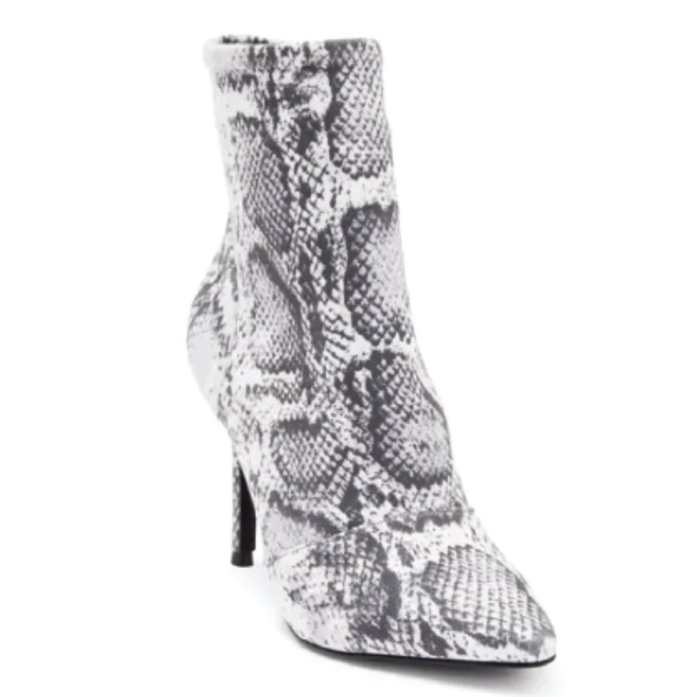 Charles David Snakeskin Ankle Booties 8 Pointed Toe Stiletto Heel Boots